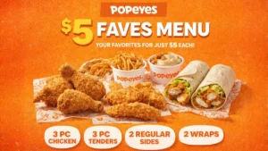 Popeyes $5 deal Faves menu