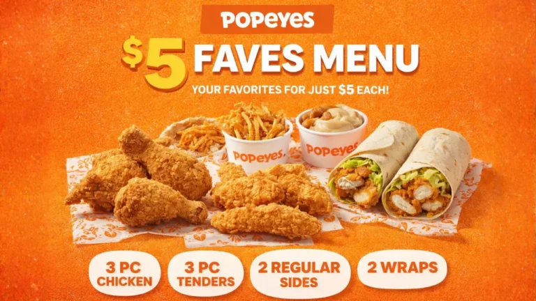 Popeyes $5 deal Faves menu